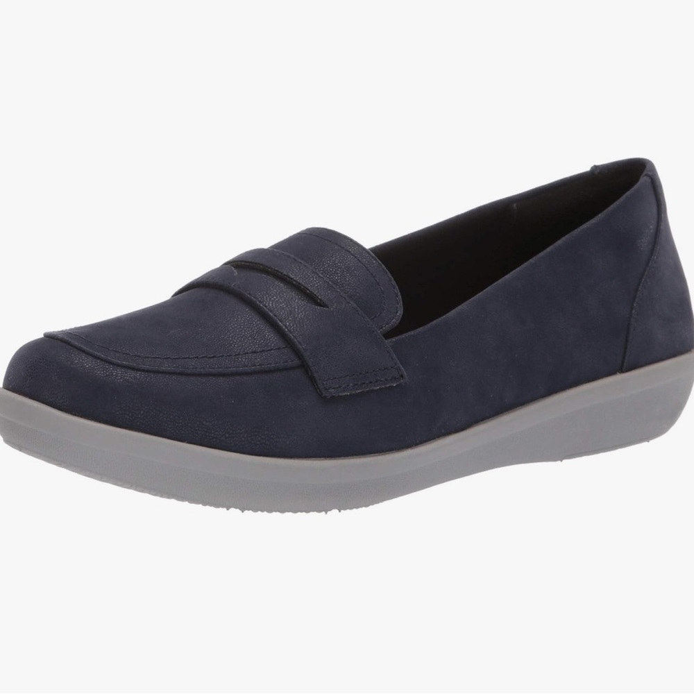Clarks Gray and Black Loafers with Cushioned Comfort